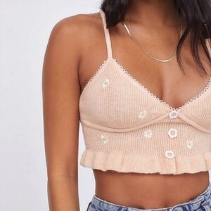 NEW FOR LOVE & LEMONS EMBROIDERED BUDS DAISY KNIT TANK